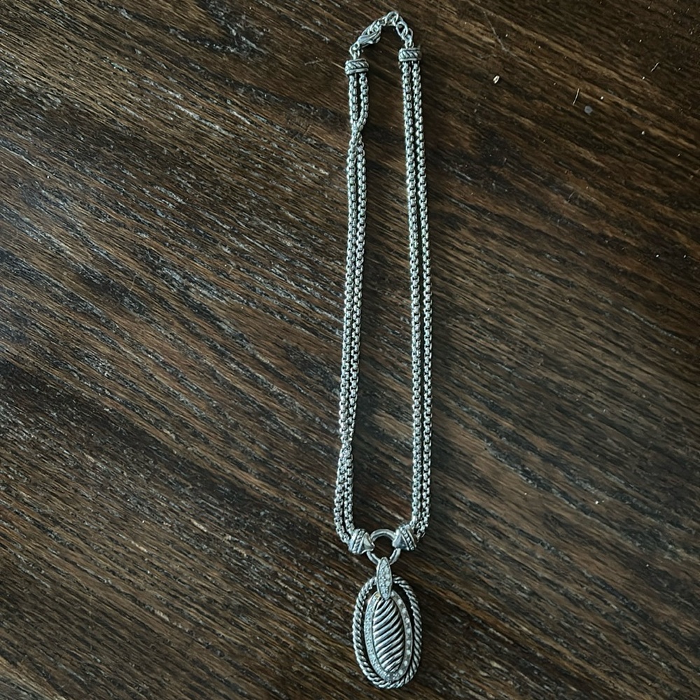 Vintage Byzantine Silver Plated Pendant Necklace
